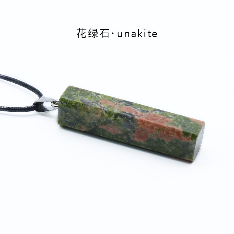 Natural Healing Rectangle Crystal Stone Pendant Necklace Gemstone Point Necklaces Reiki Quartz Jewelry for Women
