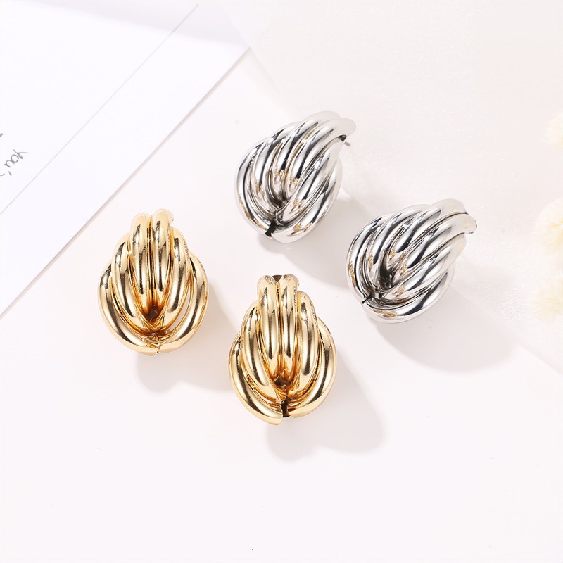 Gold Alloy Flower  Stud Earrings for Women Girls
