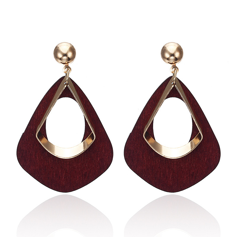 Gold Water Drop Teardrop Genuine PU Leather Glitter Earrings for Women Girl