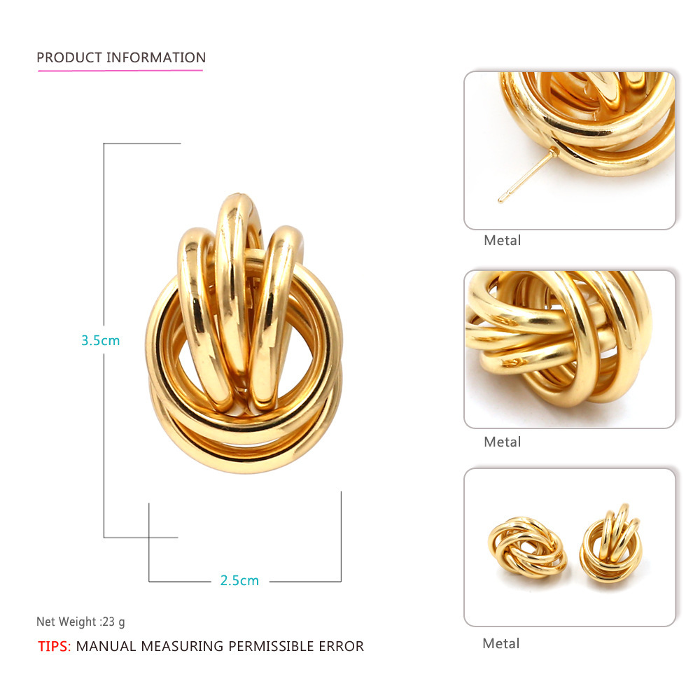 Gold Alloy Flower  Stud Earrings for Women Girls