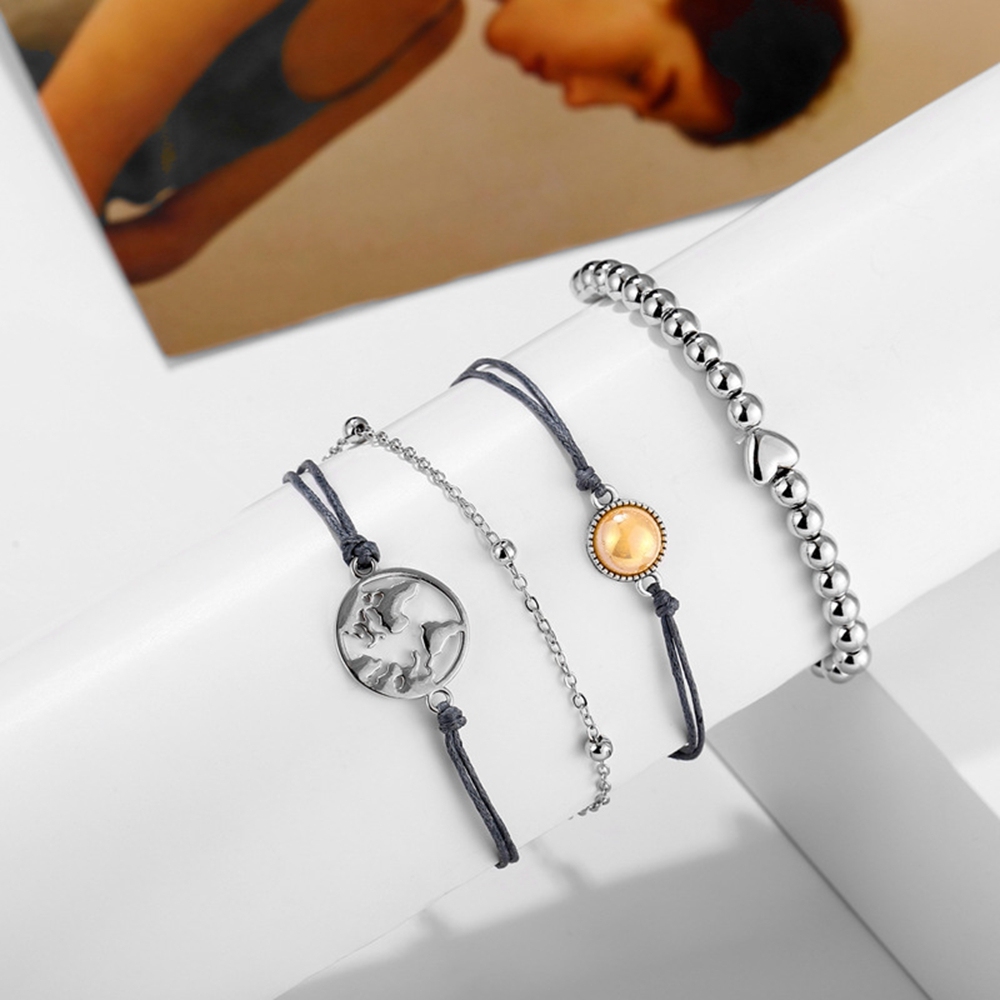 4Pcs/Lot Layered Bracelet Set for Women Multiple Stackable Wrap Bangle