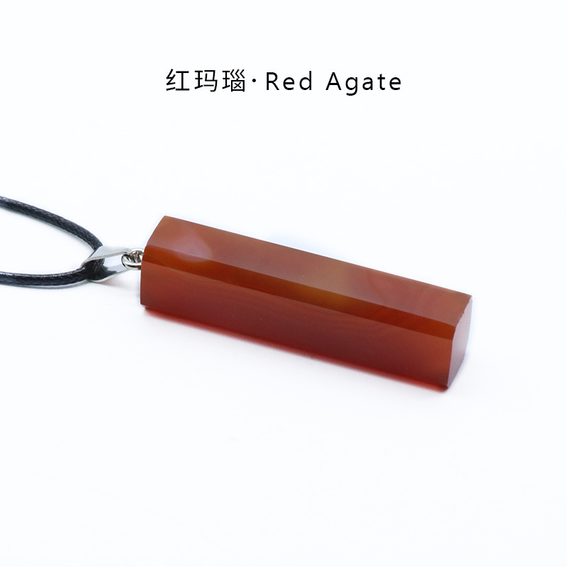 Natural Healing Rectangle Crystal Stone Pendant Necklace Gemstone Point Necklaces Reiki Quartz Jewelry for Women