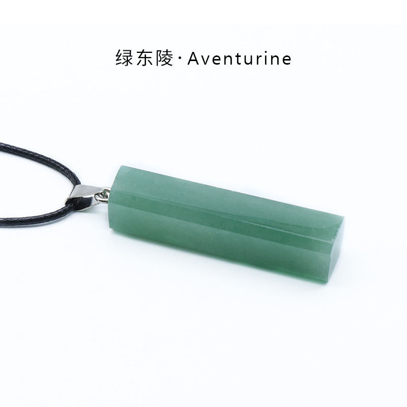 Natural Healing Rectangle Crystal Stone Pendant Necklace Gemstone Point Necklaces Reiki Quartz Jewelry for Women