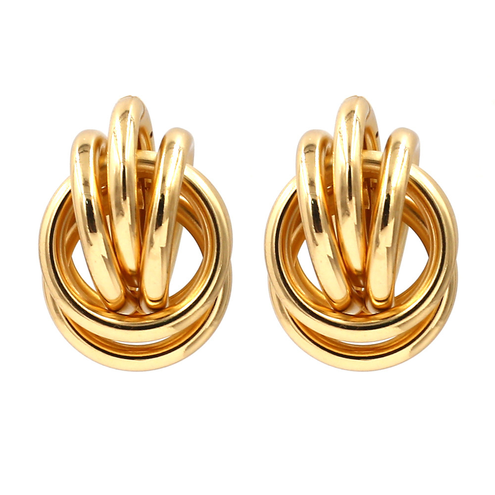 Gold Alloy Flower  Stud Earrings for Women Girls