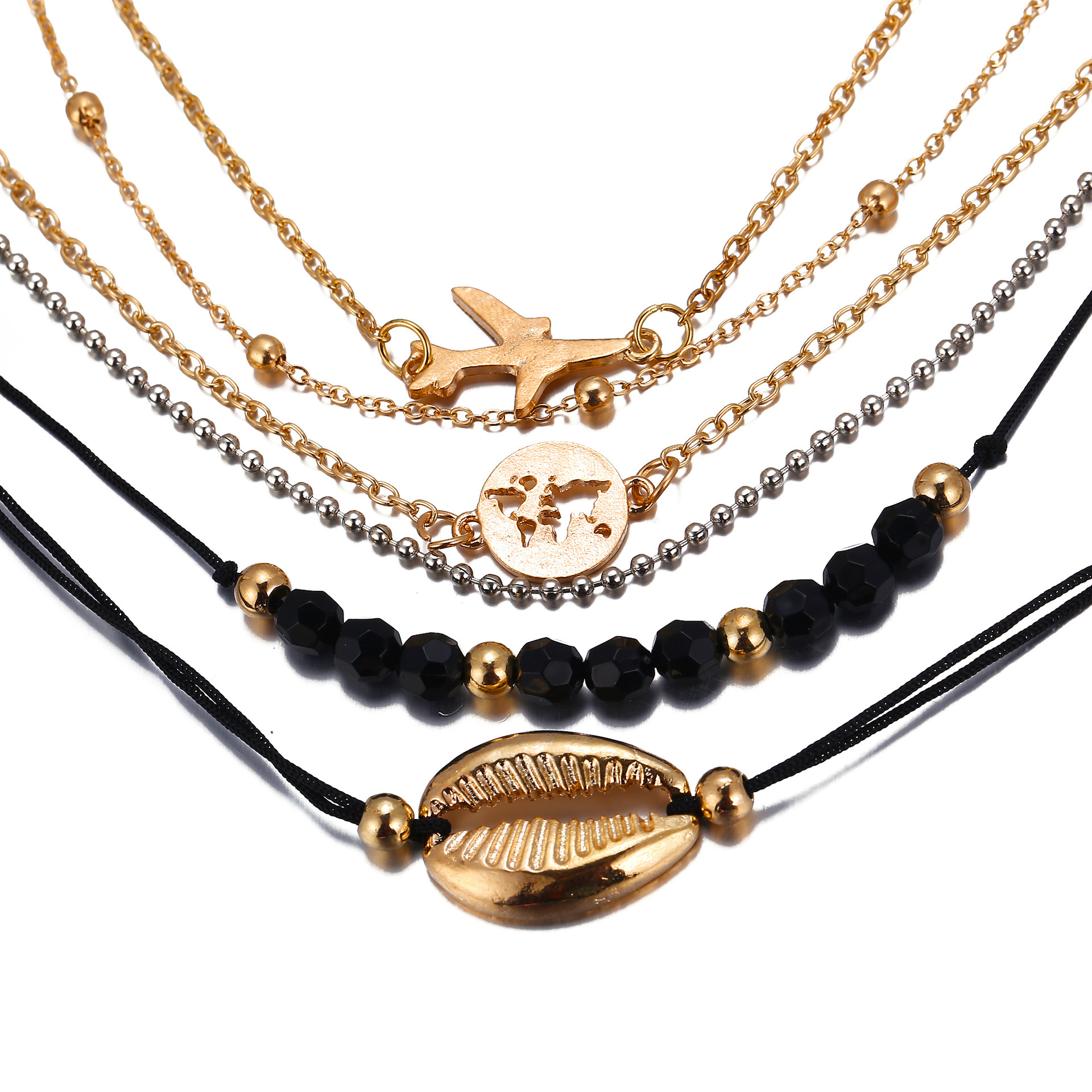 4Pcs/Lot Layered Bracelet Set for Women Multiple Stackable Wrap Bangle