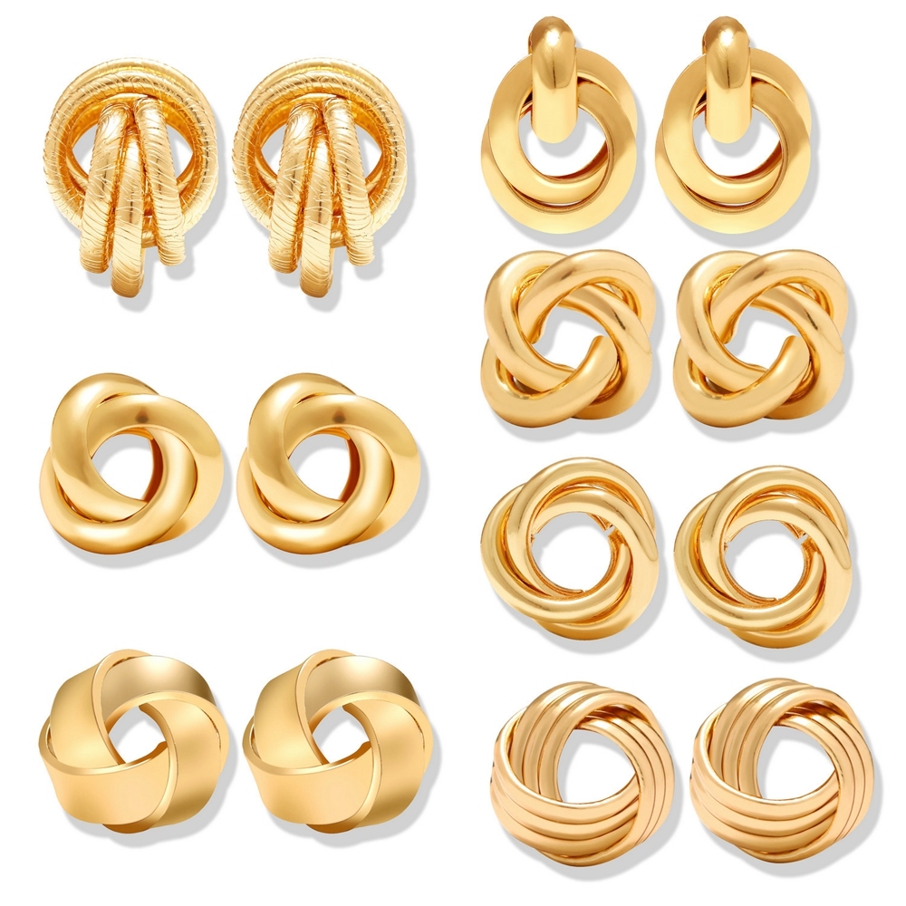 Gold Alloy Flower  Stud Earrings for Women Girls