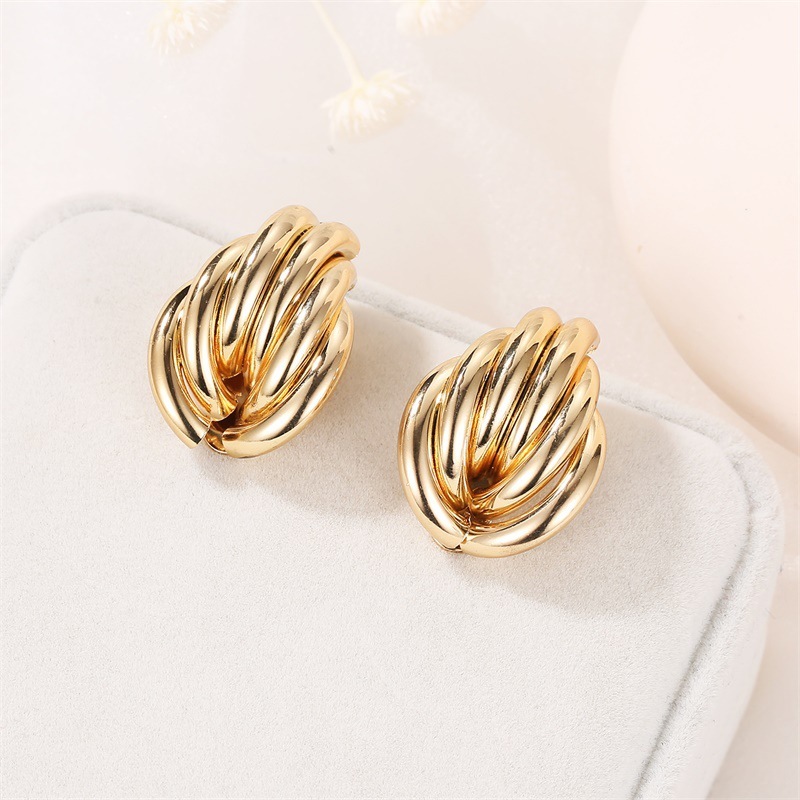 Gold Alloy Flower  Stud Earrings for Women Girls
