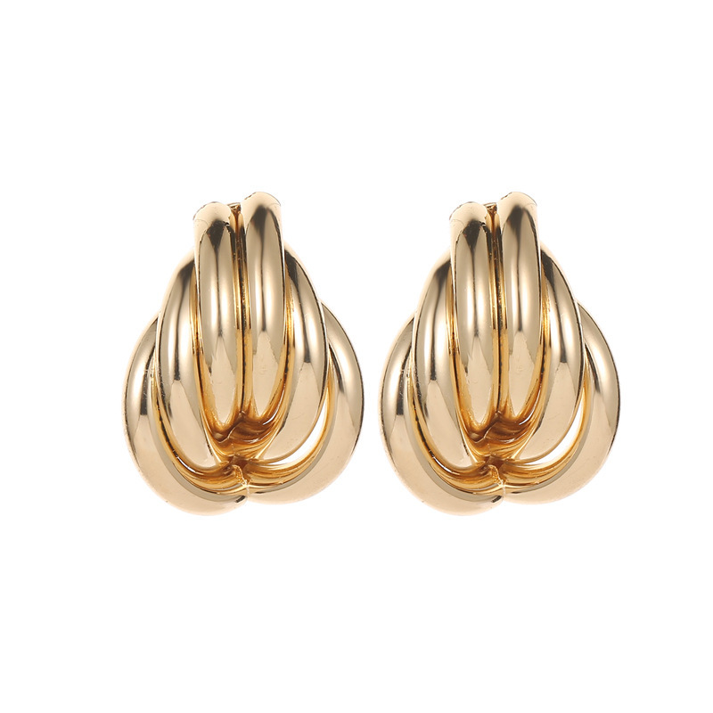 Gold Alloy Flower  Stud Earrings for Women Girls