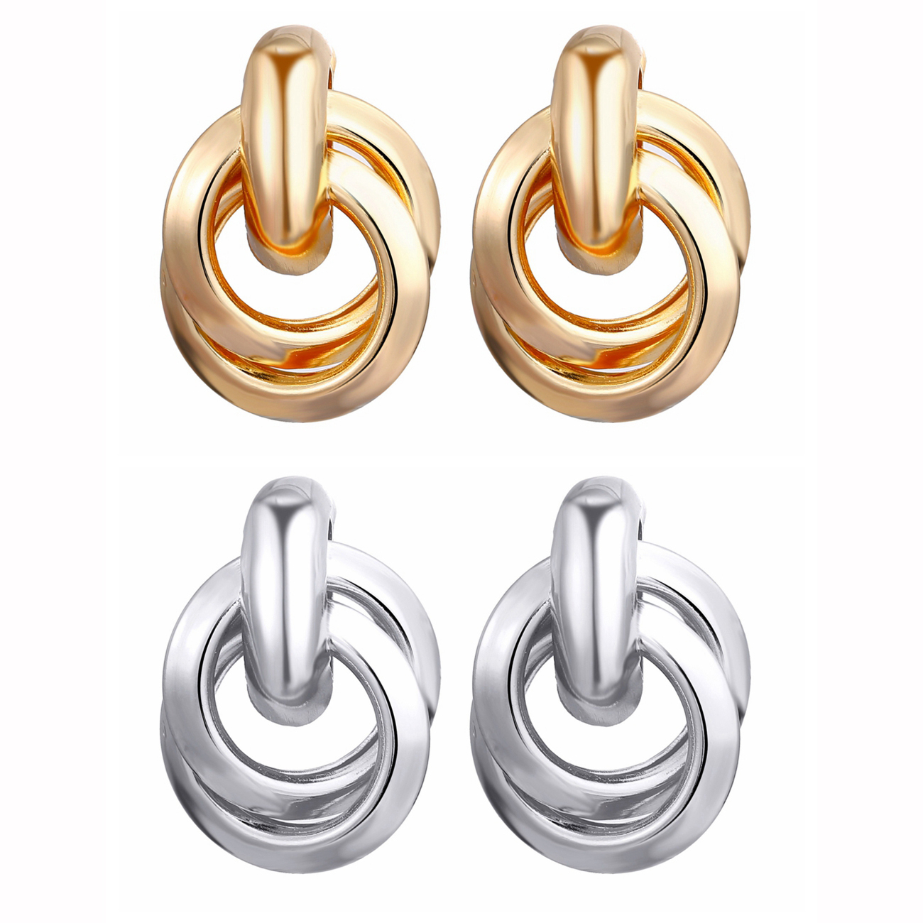 Gold Alloy Flower  Stud Earrings for Women Girls