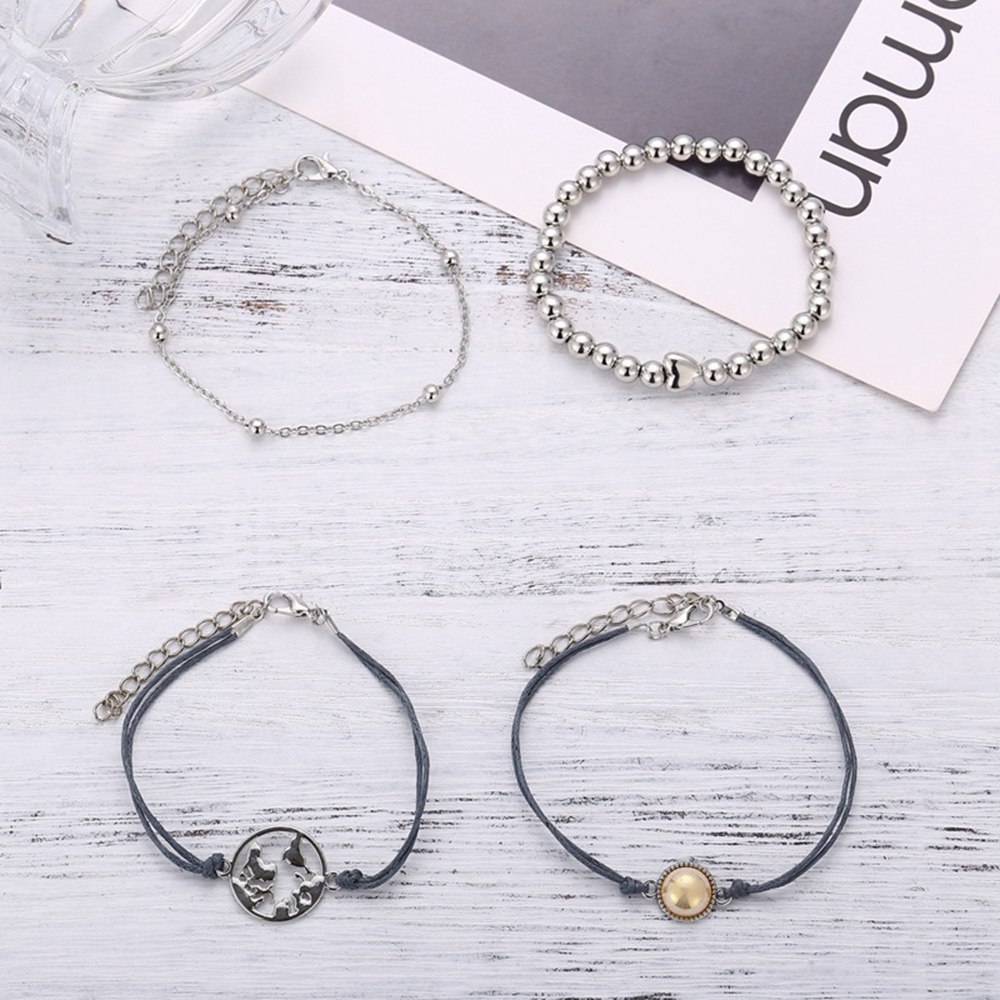 4Pcs/Lot Layered Bracelet Set for Women Multiple Stackable Wrap Bangle