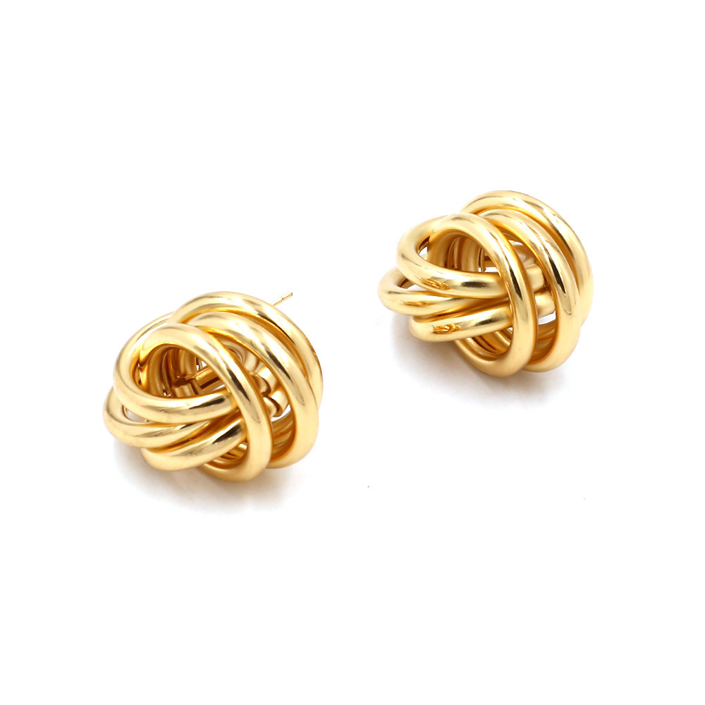 Gold Alloy Flower  Stud Earrings for Women Girls