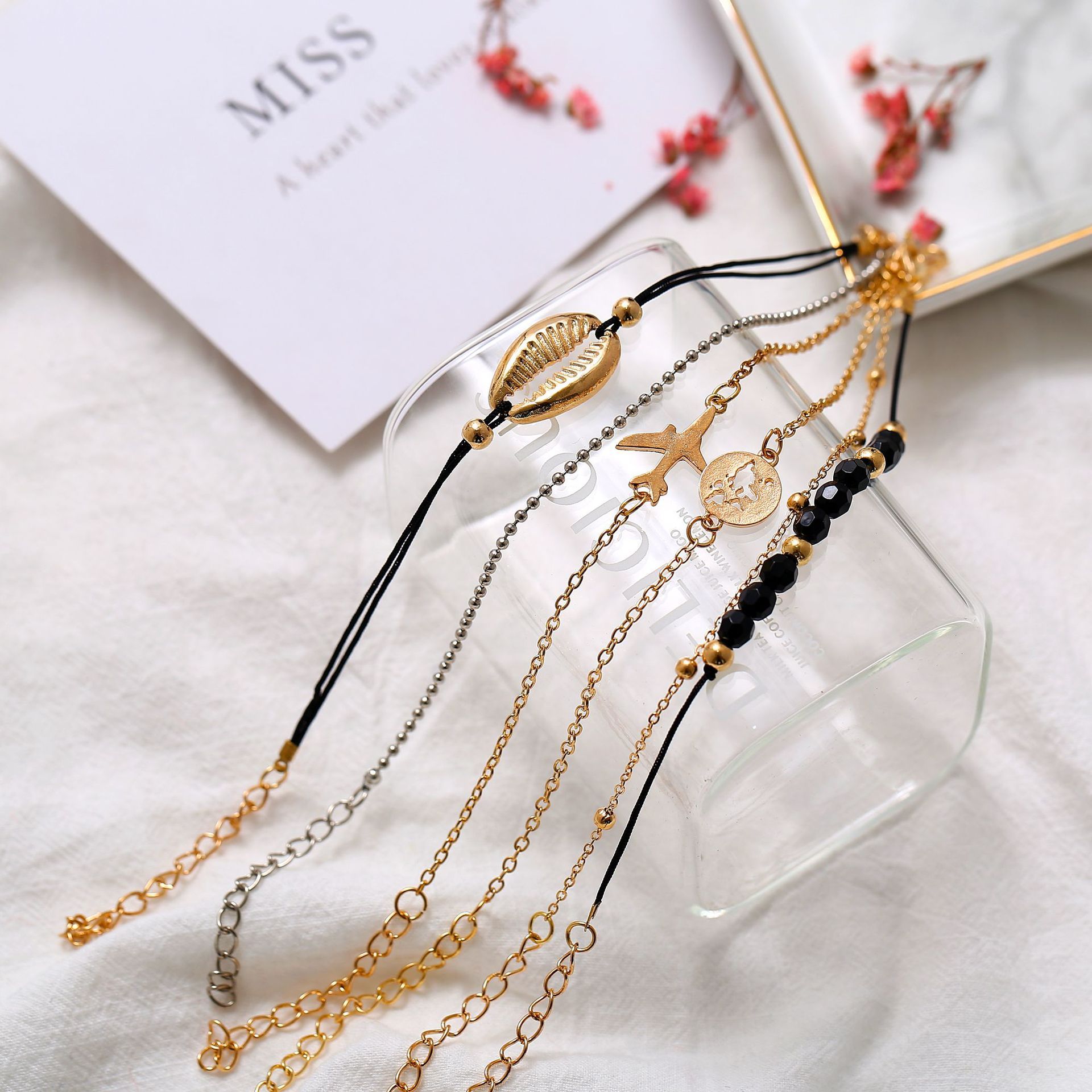 4Pcs/Lot Layered Bracelet Set for Women Multiple Stackable Wrap Bangle