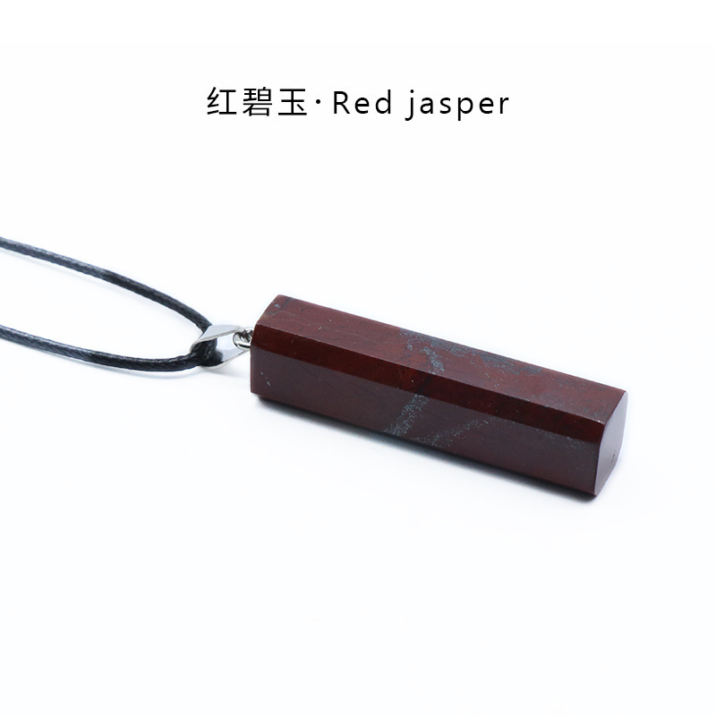Natural Healing Rectangle Crystal Stone Pendant Necklace Gemstone Point Necklaces Reiki Quartz Jewelry for Women