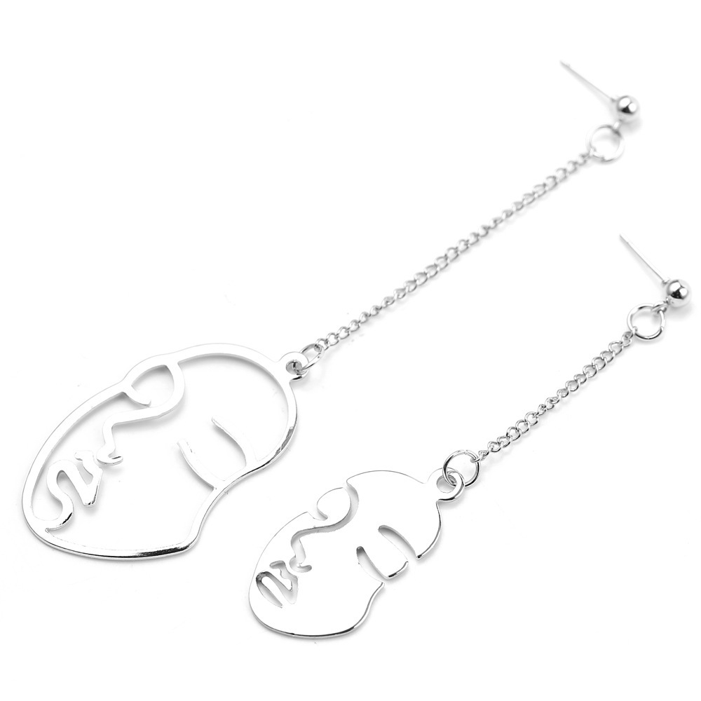 Gold / Silver Face Abstract Drop Dangle Earrings for Women Jewelry