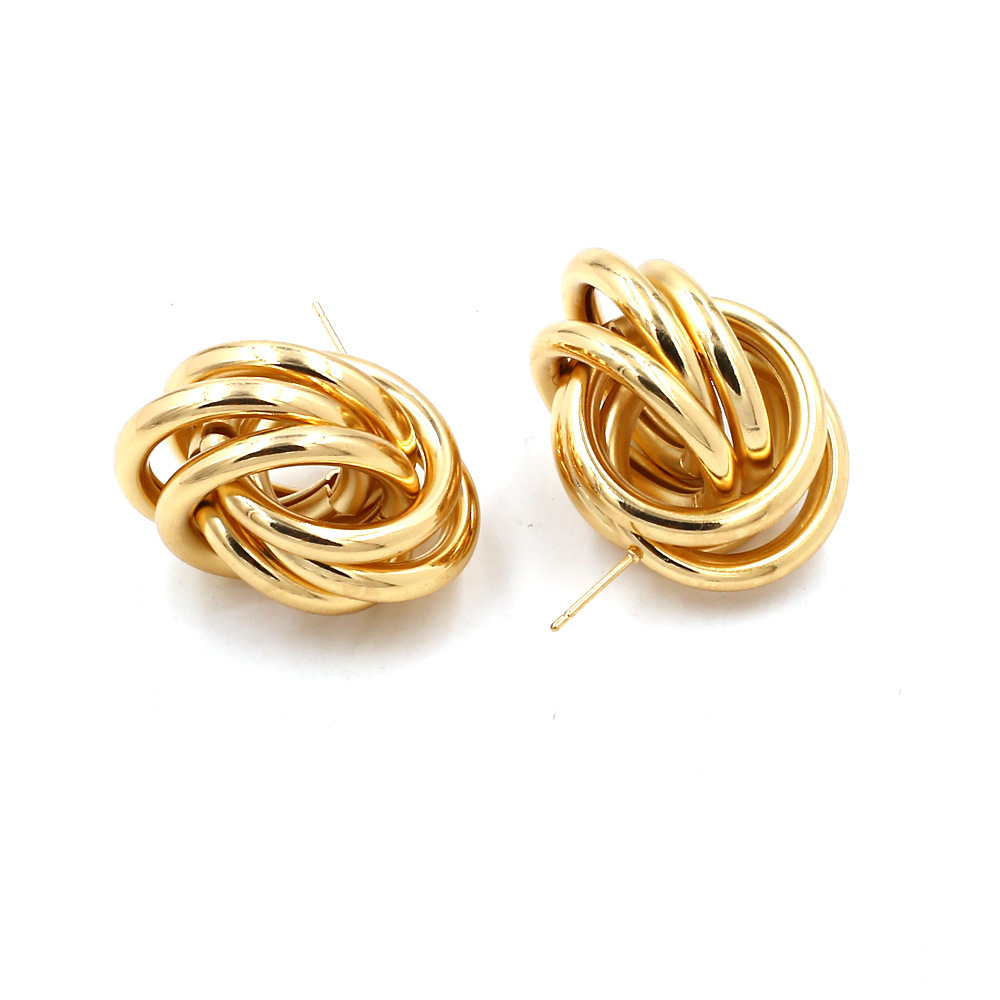 Gold Alloy Flower  Stud Earrings for Women Girls