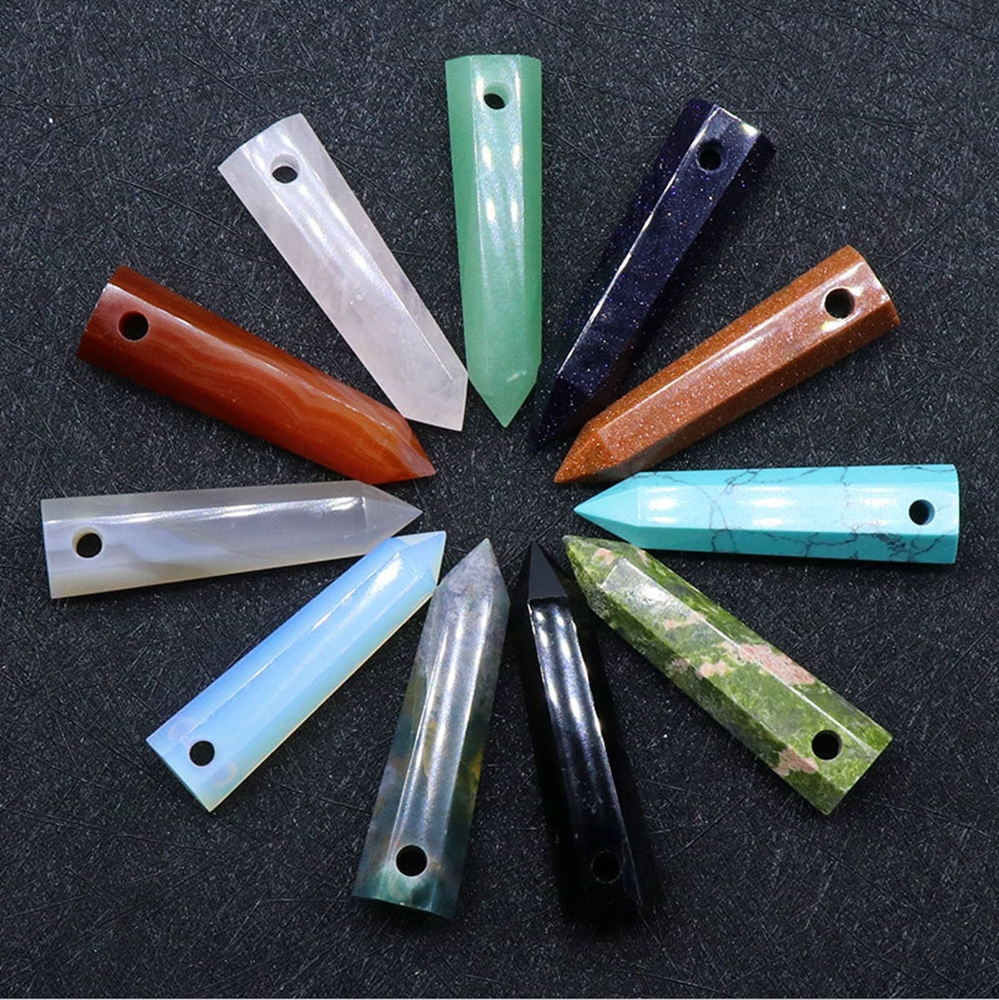 Natural Healing Bullet Crystal Stone Point Pendant Necklace Gemstone Point Necklaces Reiki Quartz Jewelry for Women