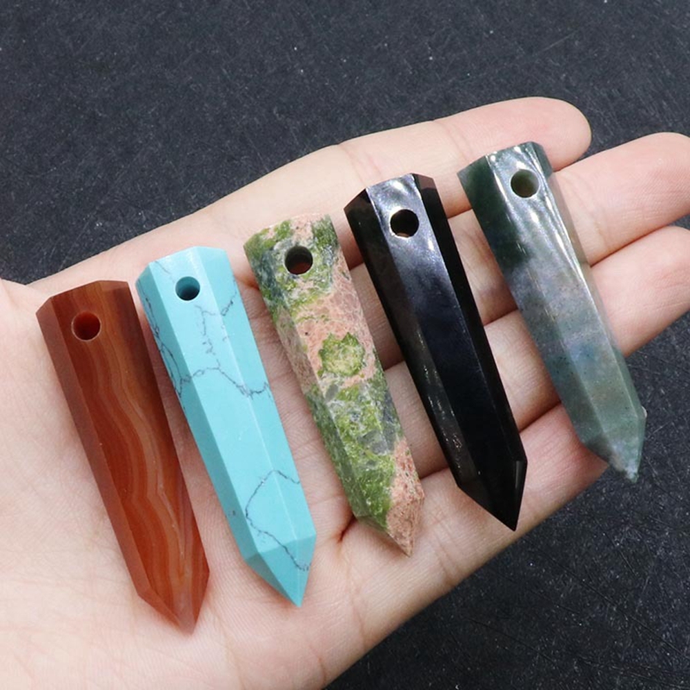 Natural Healing Bullet Crystal Stone Point Pendant Necklace Gemstone Point Necklaces Reiki Quartz Jewelry for Women