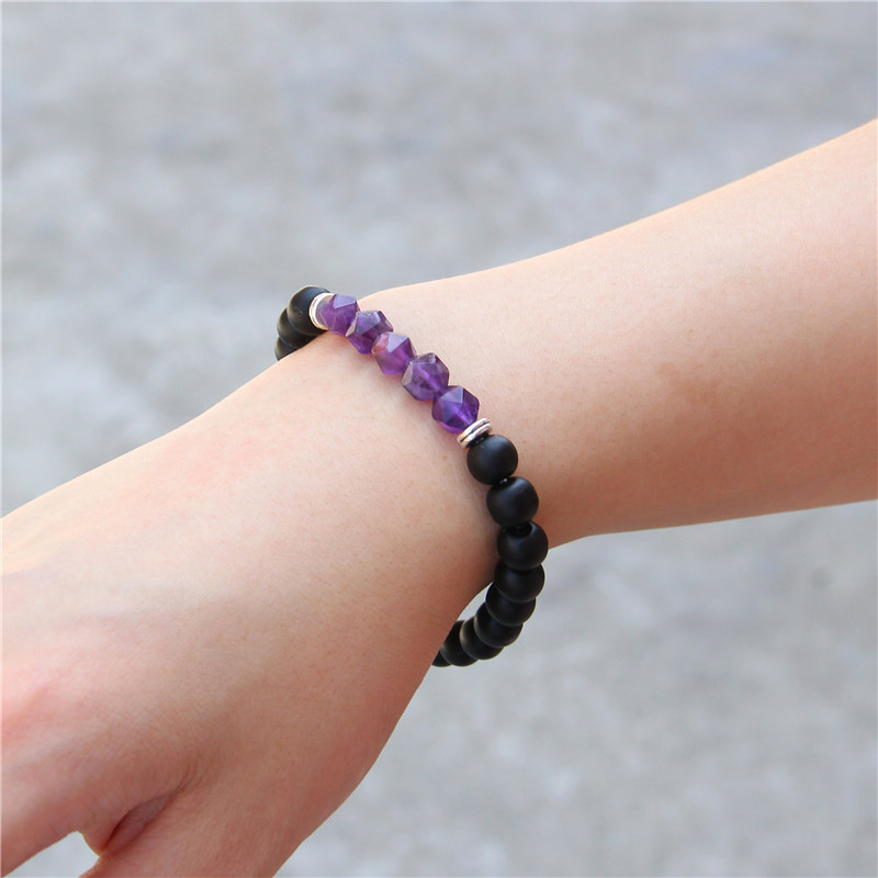 Facted Gemstone Matte Onyx Bracelet