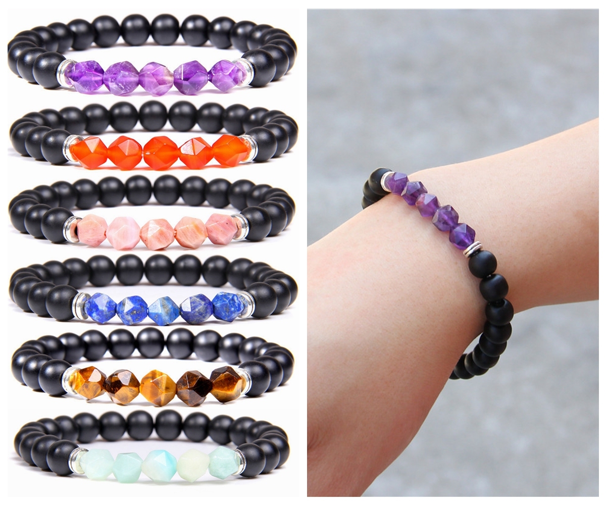 Facted Gemstone Matte Onyx Bracelet