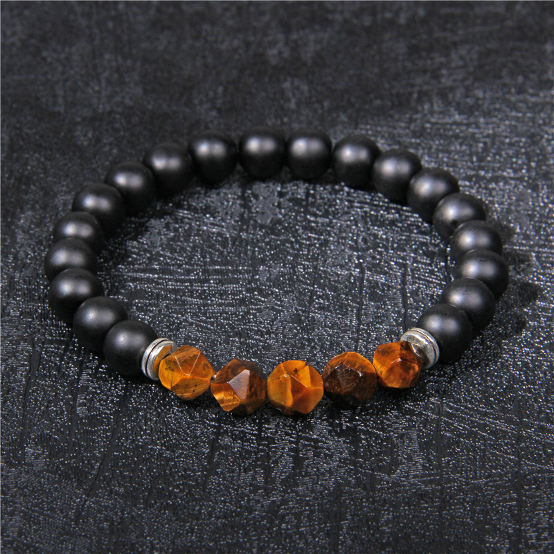 Facted Gemstone Matte Onyx Bracelet
