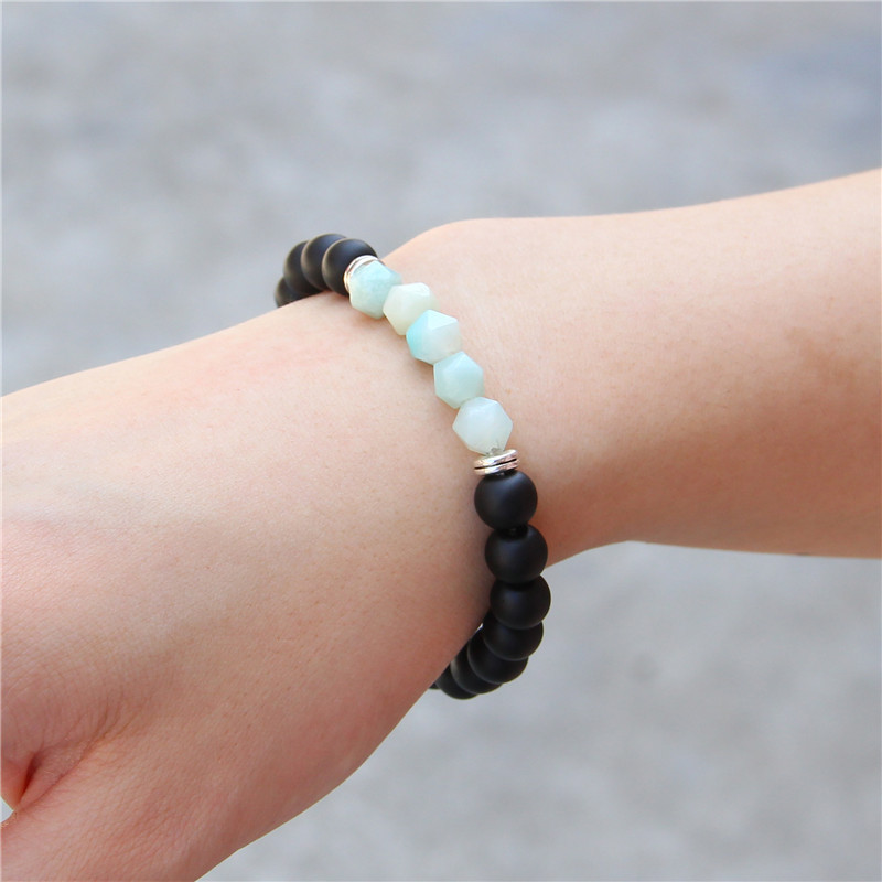 Facted Gemstone Matte Onyx Bracelet