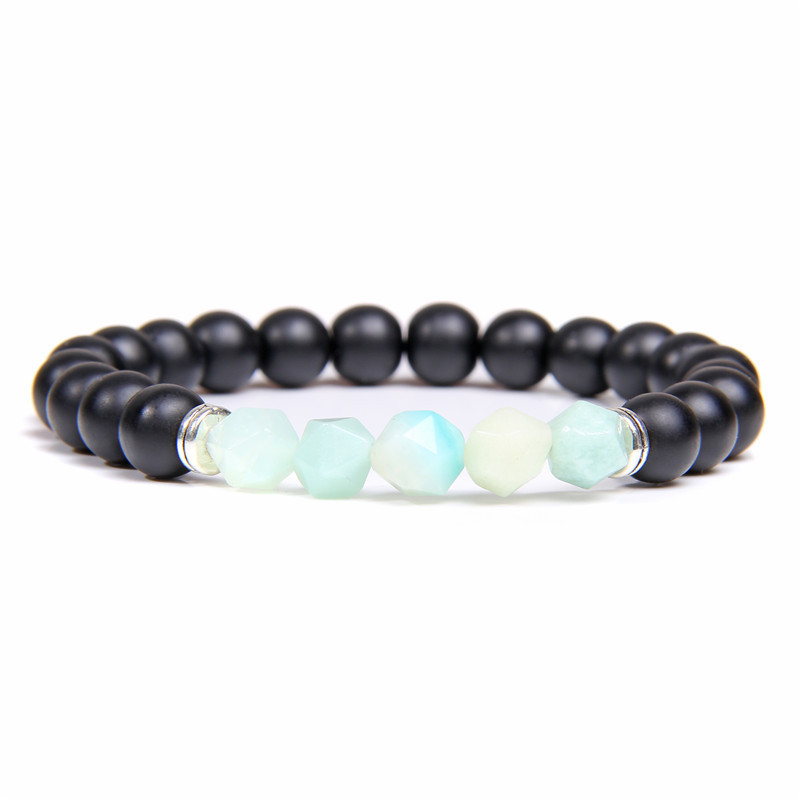 Facted Gemstone Matte Onyx Bracelet