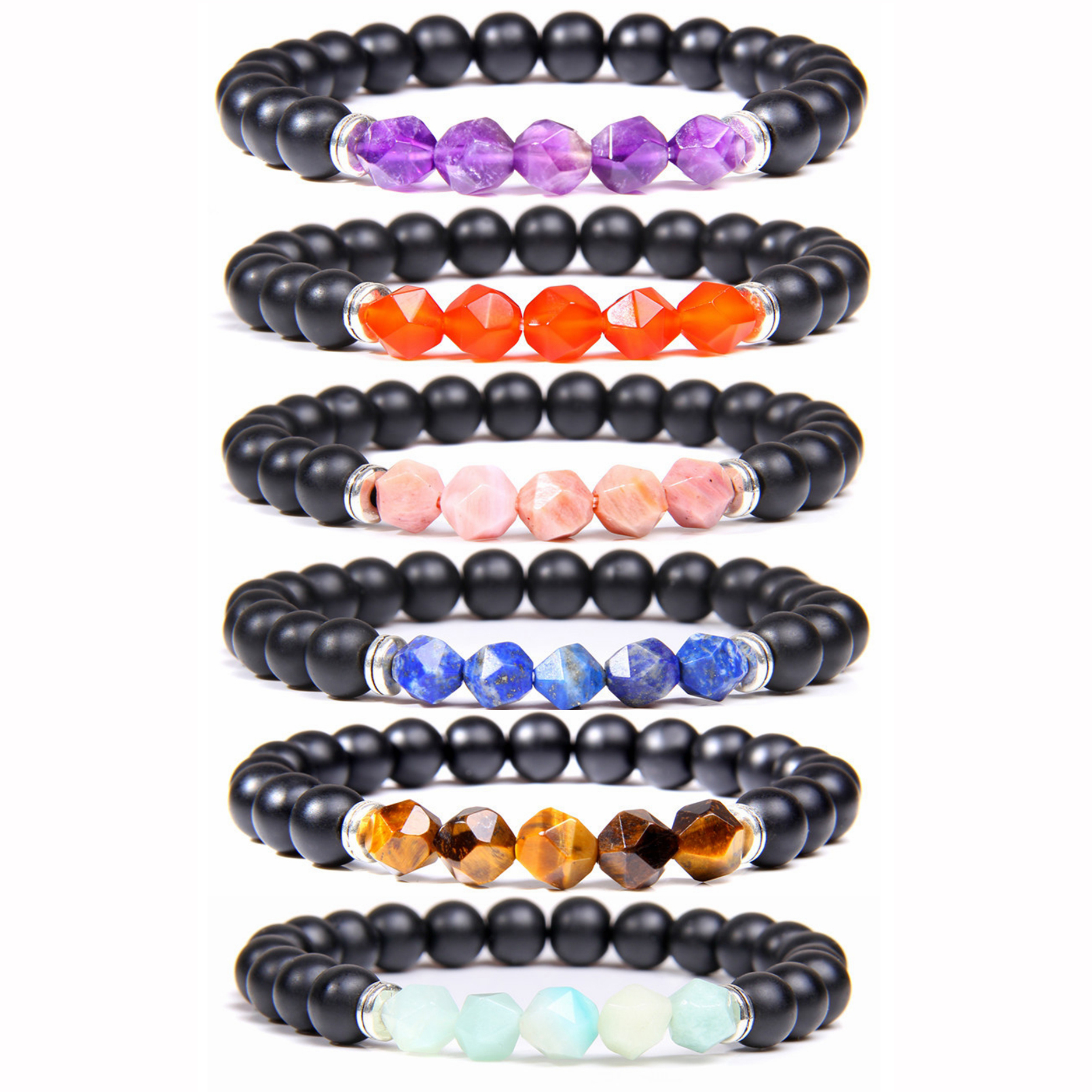 Facted Gemstone Matte Onyx Bracelet