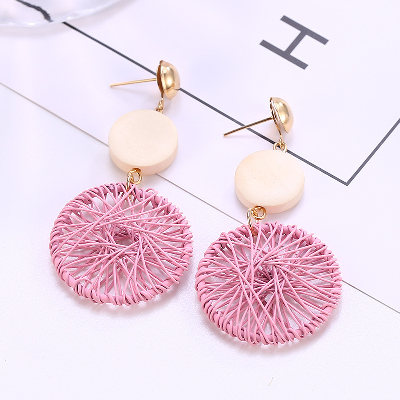 Circle Hollow Weave Net Drop Earring Women Fashion Jewelry Gift Drop & Dangle