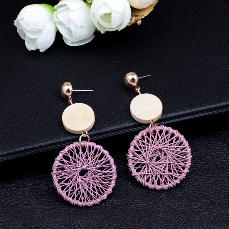 Circle Hollow Weave Net Drop Earring Women Fashion Jewelry Gift Drop & Dangle