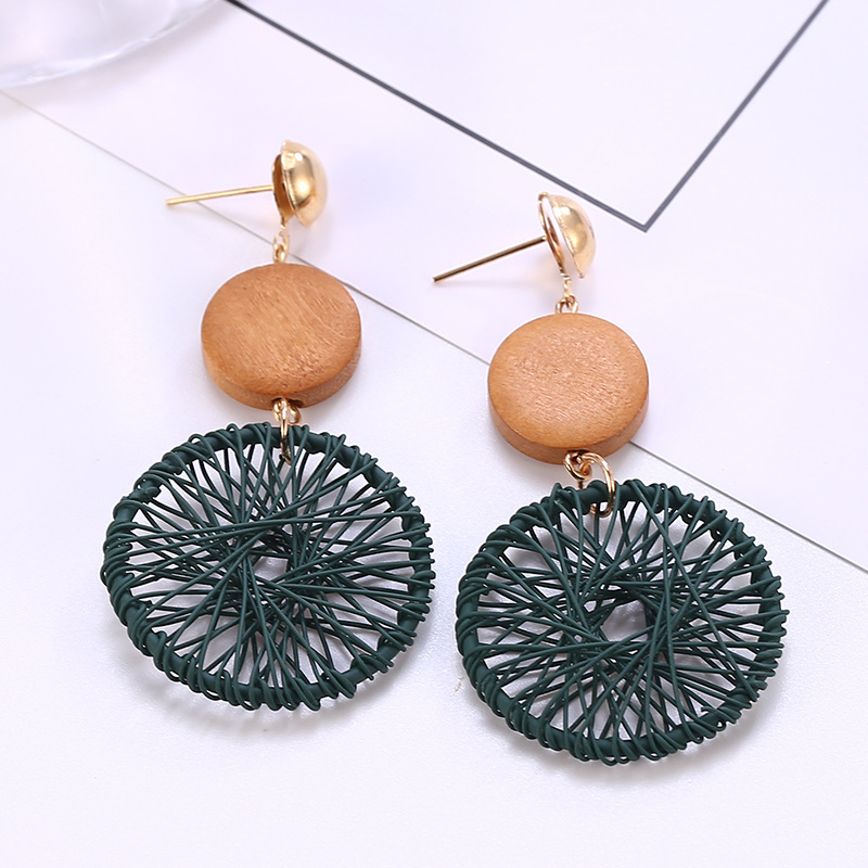 Circle Hollow Weave Net Drop Earring Women Fashion Jewelry Gift Drop & Dangle