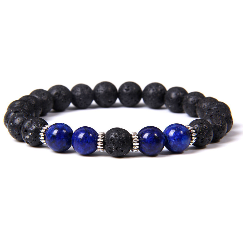 Lava Rock Bracelet - 4PCS 8mm natural Gemstone Stress Relief Yoga Beads Essential Oil Diffuser Healing for Men Women