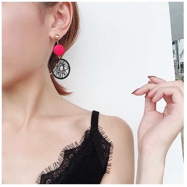 Circle Hollow Weave Net Drop Earring Women Fashion Jewelry Gift Drop & Dangle