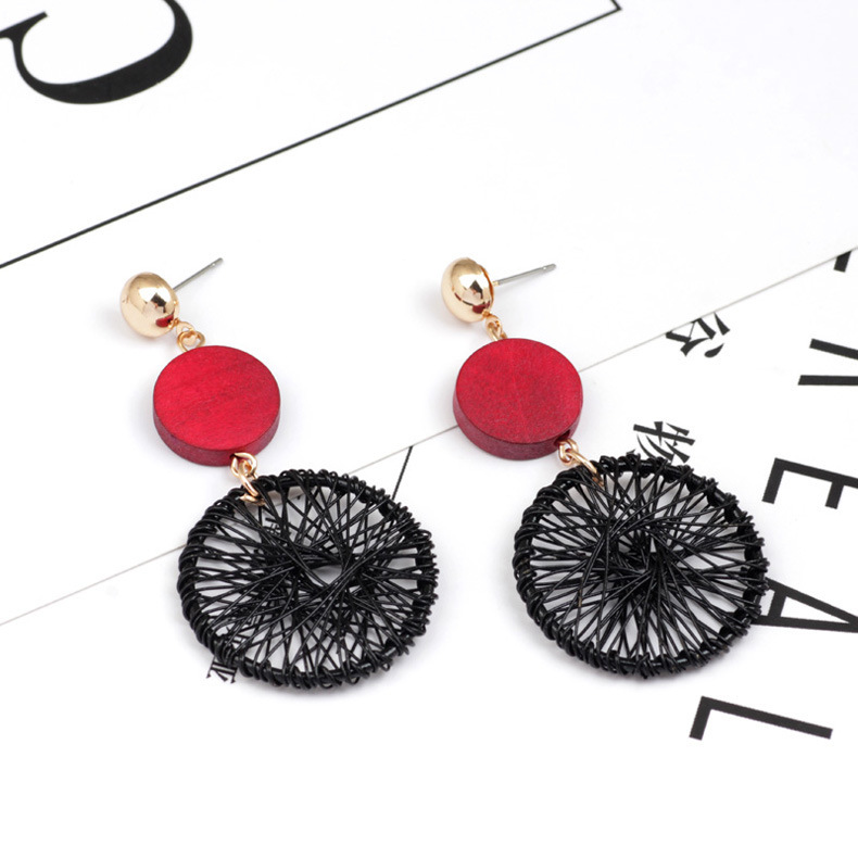 Circle Hollow Weave Net Drop Earring Women Fashion Jewelry Gift Drop & Dangle