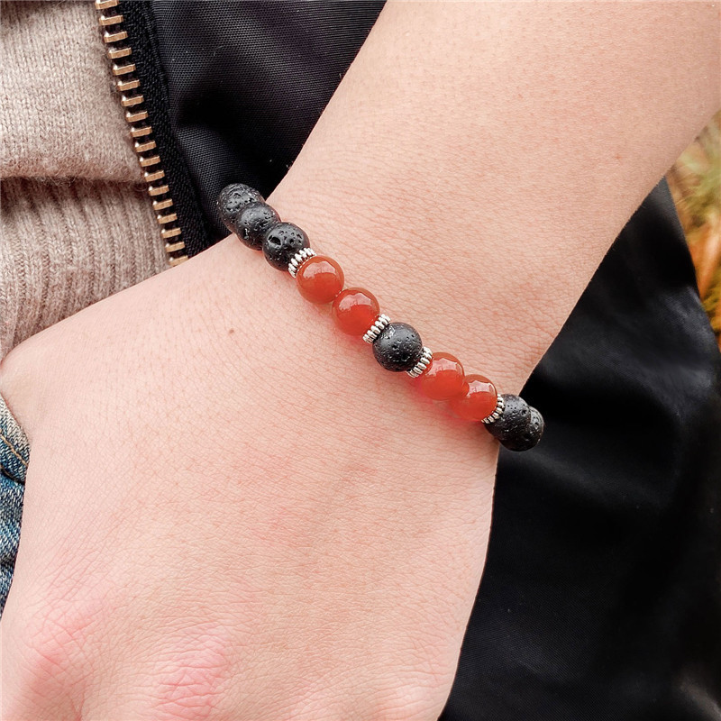 Lava Rock Bracelet - 4PCS 8mm natural Gemstone Stress Relief Yoga Beads Essential Oil Diffuser Healing for Men Women