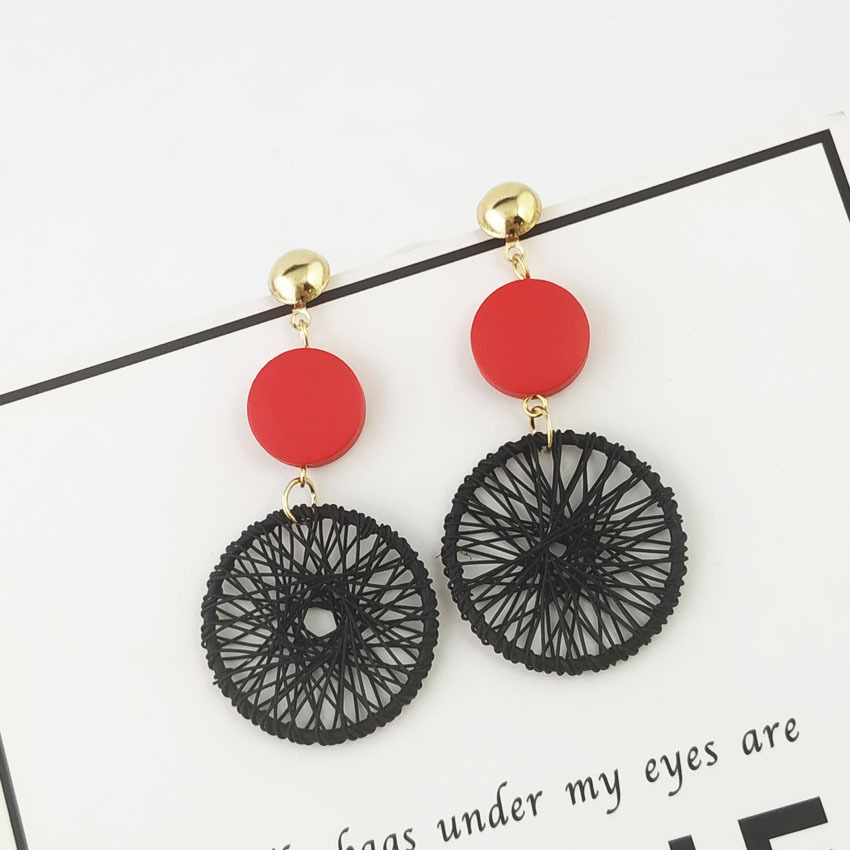 Circle Hollow Weave Net Drop Earring Women Fashion Jewelry Gift Drop & Dangle