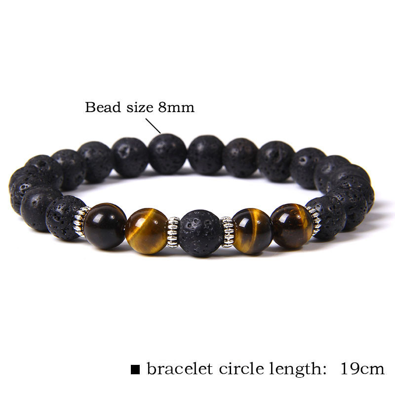 Lava Rock Bracelet - 4PCS 8mm natural Gemstone Stress Relief Yoga Beads Essential Oil Diffuser Healing for Men Women