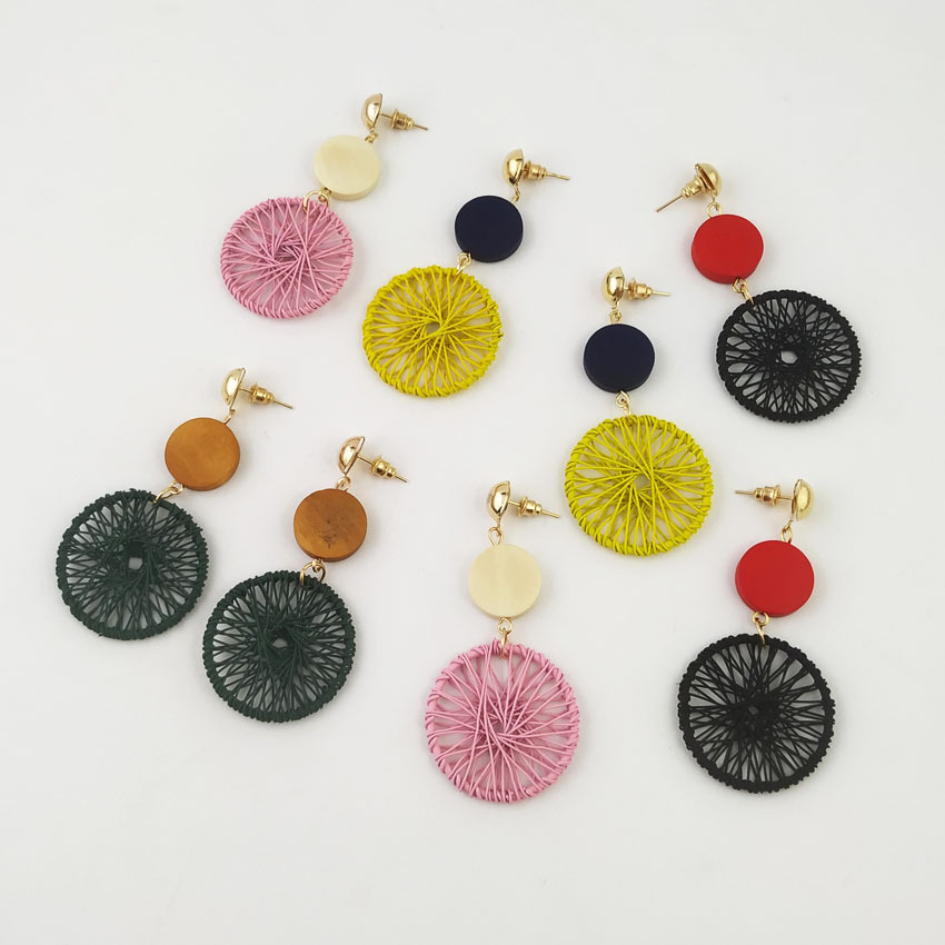 Circle Hollow Weave Net Drop Earring Women Fashion Jewelry Gift Drop & Dangle