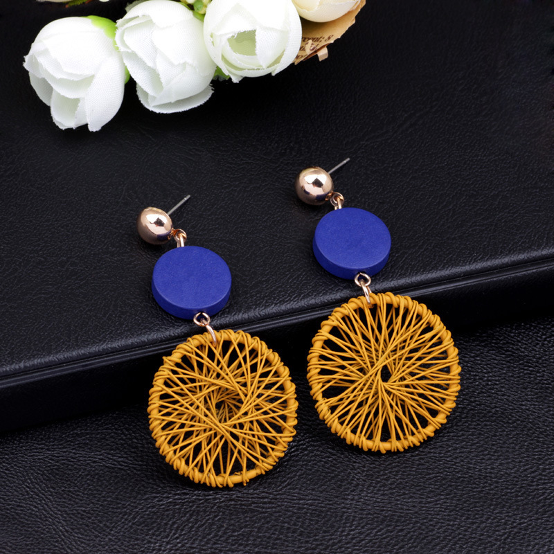 Circle Hollow Weave Net Drop Earring Women Fashion Jewelry Gift Drop & Dangle