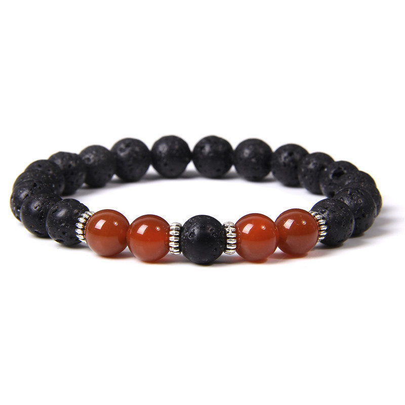 Lava Rock Bracelet - 4PCS 8mm natural Gemstone Stress Relief Yoga Beads Essential Oil Diffuser Healing for Men Women