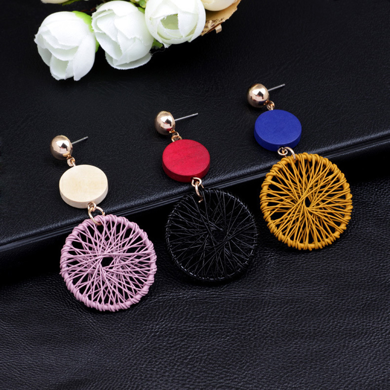 Circle Hollow Weave Net Drop Earring Women Fashion Jewelry Gift Drop & Dangle