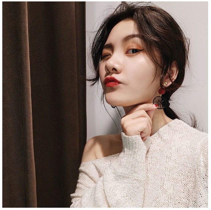 Circle Hollow Weave Net Drop Earring Women Fashion Jewelry Gift Drop & Dangle