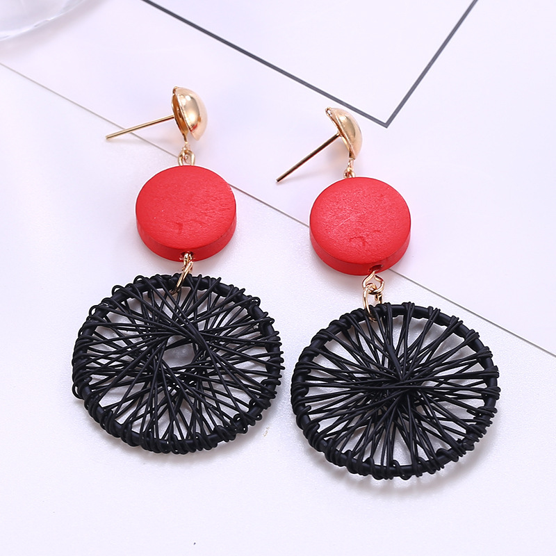 Circle Hollow Weave Net Drop Earring Women Fashion Jewelry Gift Drop & Dangle