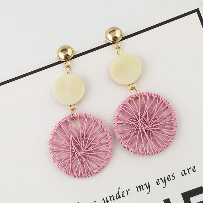 Circle Hollow Weave Net Drop Earring Women Fashion Jewelry Gift Drop & Dangle