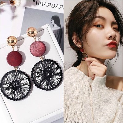 Circle Hollow Weave Net Drop Earring Women Fashion Jewelry Gift Drop & Dangle