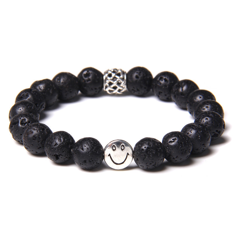 Natural Gemstone 8MM Beads Simle Face Alloy Stone Bracelet