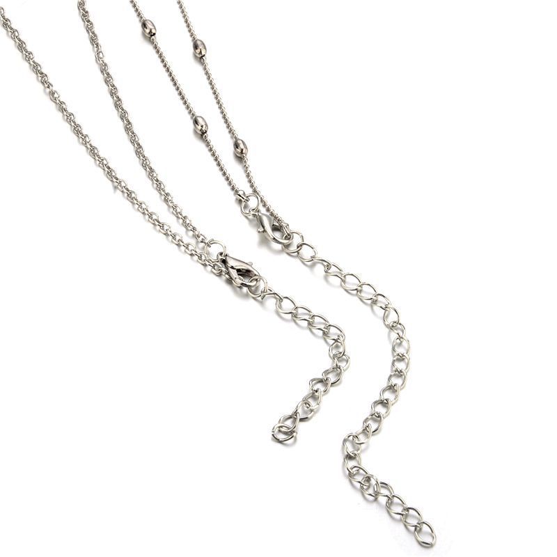 Boho Moon Pendant Necklace Silver Satellite Chain Layered Necklaces Choker Horn Crescent Clavicle Chain Necklace Jewelry for Women and Girls