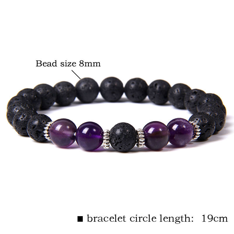 Lava Rock Bracelet - 4PCS 8mm natural Gemstone Stress Relief Yoga Beads Essential Oil Diffuser Healing for Men Women