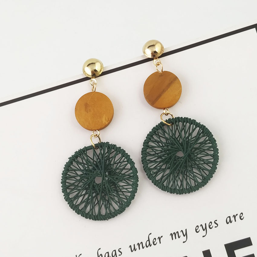 Circle Hollow Weave Net Drop Earring Women Fashion Jewelry Gift Drop & Dangle