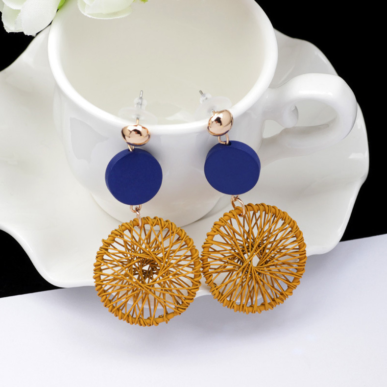 Circle Hollow Weave Net Drop Earring Women Fashion Jewelry Gift Drop & Dangle