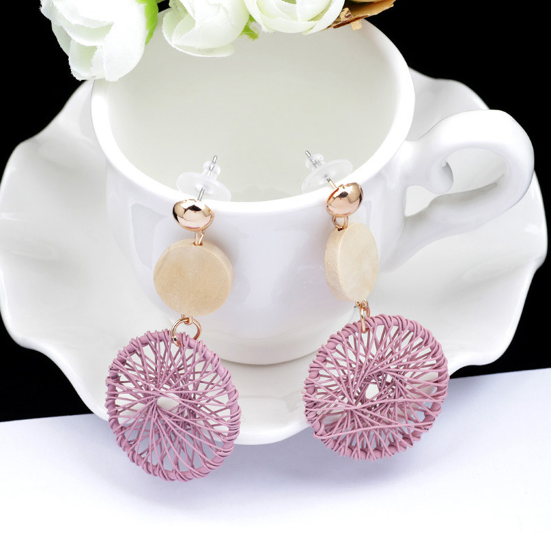 Circle Hollow Weave Net Drop Earring Women Fashion Jewelry Gift Drop & Dangle